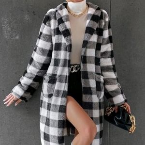 Buffalo plaid flannel coat
